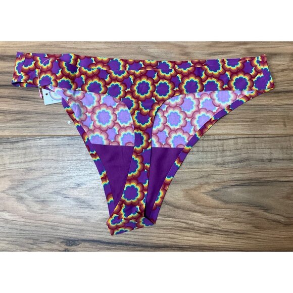 NWT Cheek Boss Purple and Yellow Starburst Thong Size: X Large - Picture 2 of 5